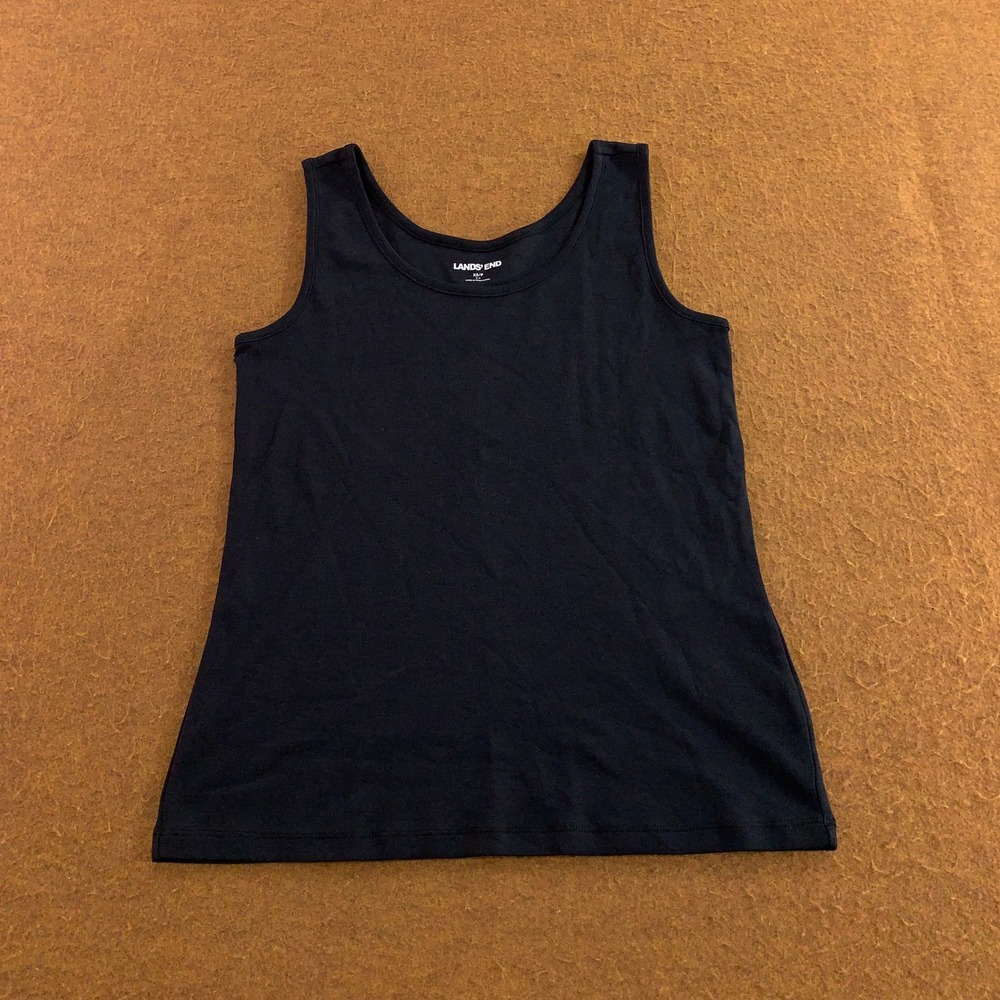 Lands' End Womens XS Black Cotton Scoop Neck Tank Top New *Flaw